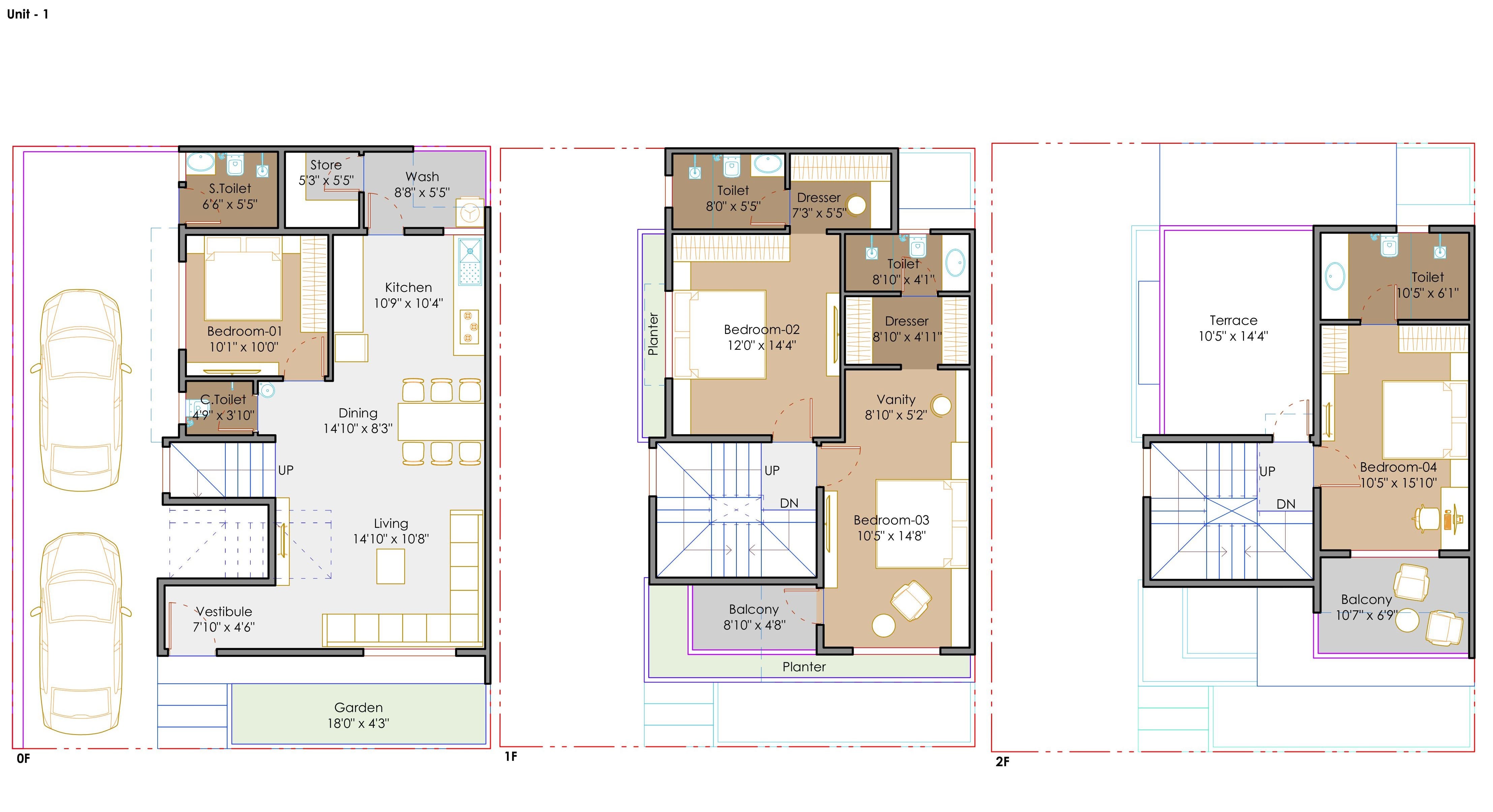 4 BHK Triplex Bungalows